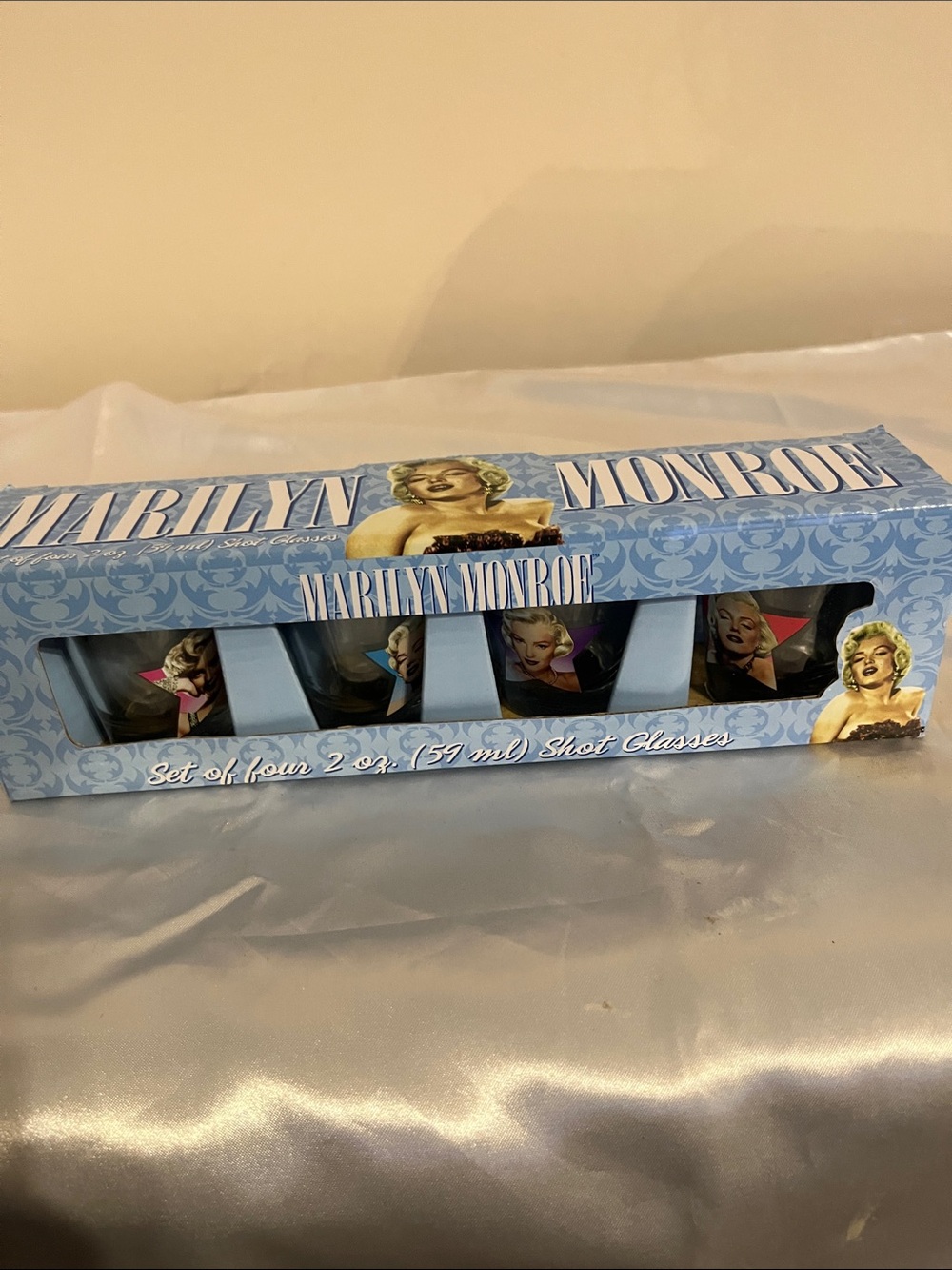 Marilyn Monroe Light Blue Shot Glass Gift Set - 4 Pack